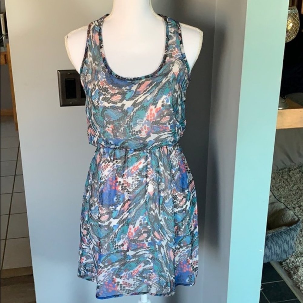 Colorful Snakeskin Pattern Racer Back Dress Sz M EUC